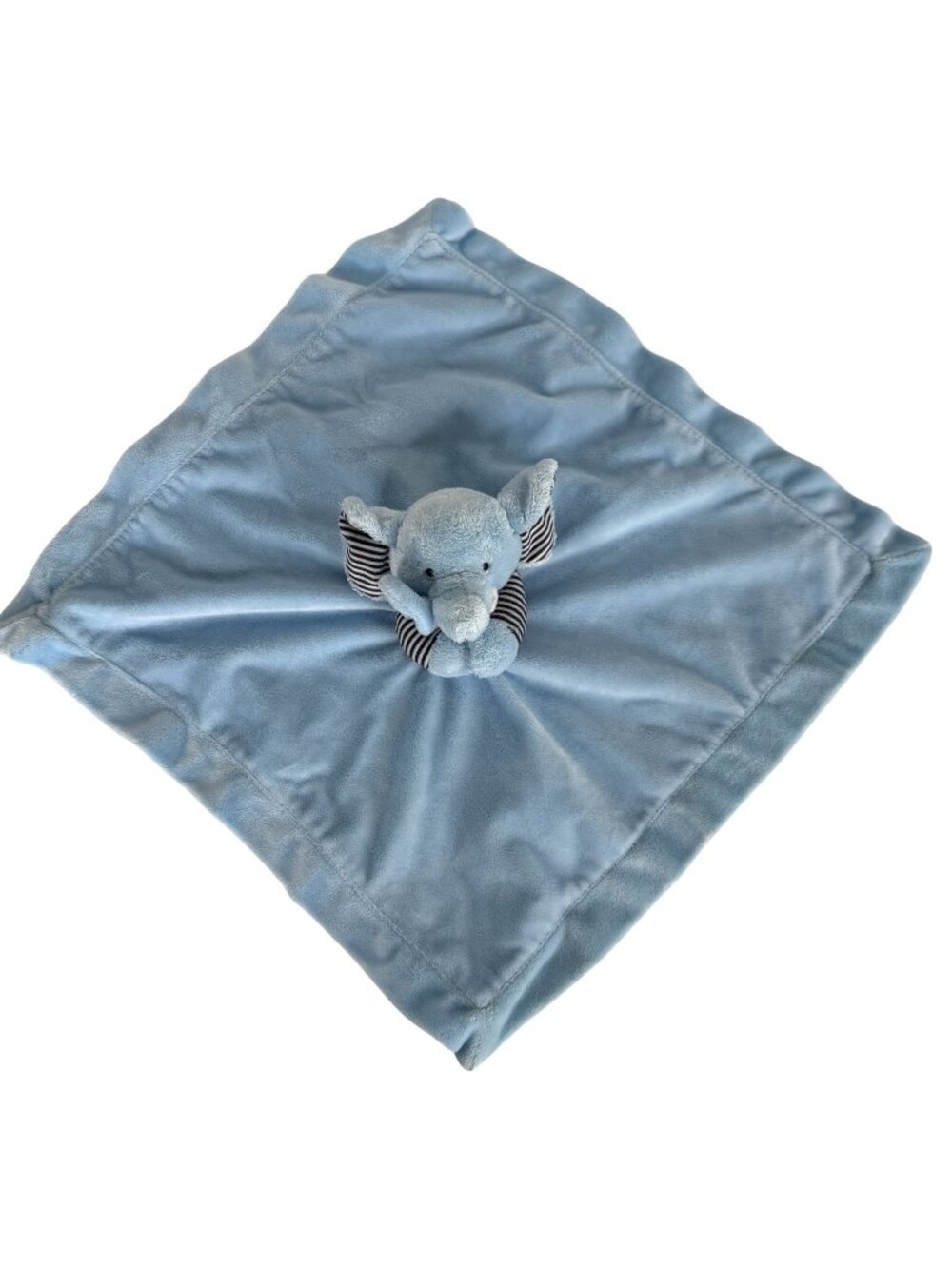 Carters Blue Elephant Lovey‎ Baby Security Blanket Plush Toy Satin Back Rattle
